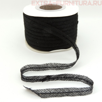 Лента нитепрошивная клеевая, по косой с нитью, арт.5710B шир. 10 мм цв.черный,уп. 100 м