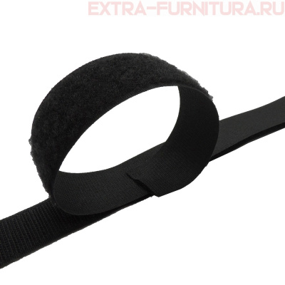  Лента контакт 30мм цв.черный (25м)