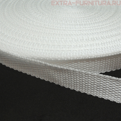 Стропа шир.25мм, цв. белый, уп.50м, пл. 10 гр/м