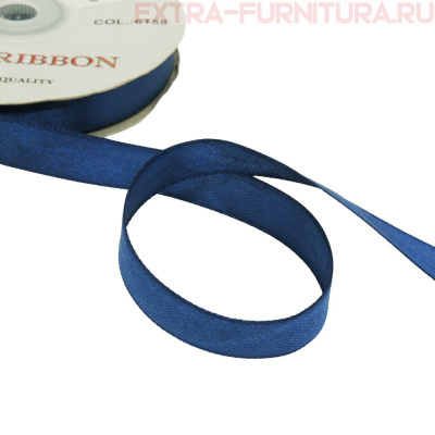 Лента атласная 12 мм цв. 158 синий рул. 27,42м