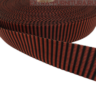 Стропа двухцветная в рубчик, шир.30мм, цв. черный/красный, уп.25м, пл. 16,9 гр/м