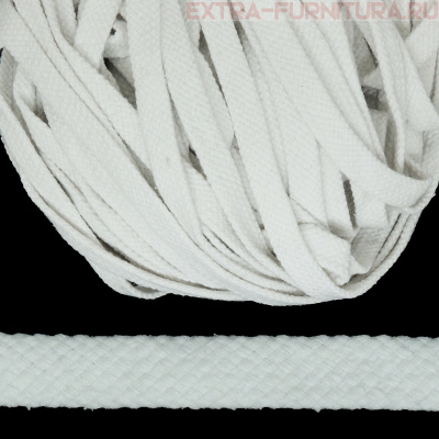 Шнур плоский х/б 12мм, цв. отбеленный 001, уп.50м, пл. 9,88 гр/м