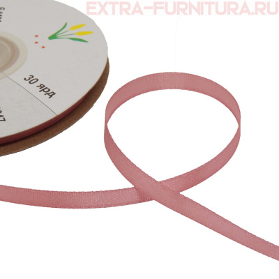Лента атласная  6 мм  цв.047 розовый рул. 27,42м