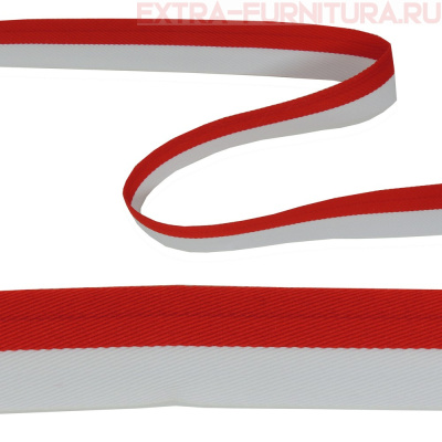 Тесьма шир.20мм цв.белый/красный (уп.43м)
